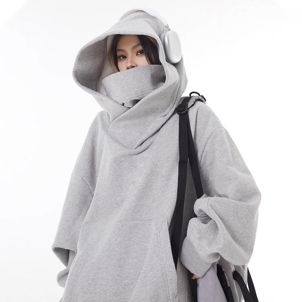 Loose High Collar Fleece Lined Hoodie by Ovriluxe Enterprises llc