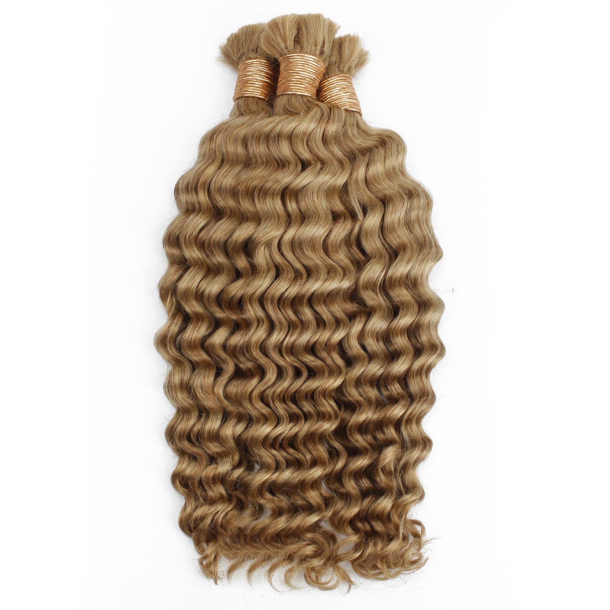 Honey Blonde Deep Wave 27 Bulk 100% Human Braiding Hair by Private Label