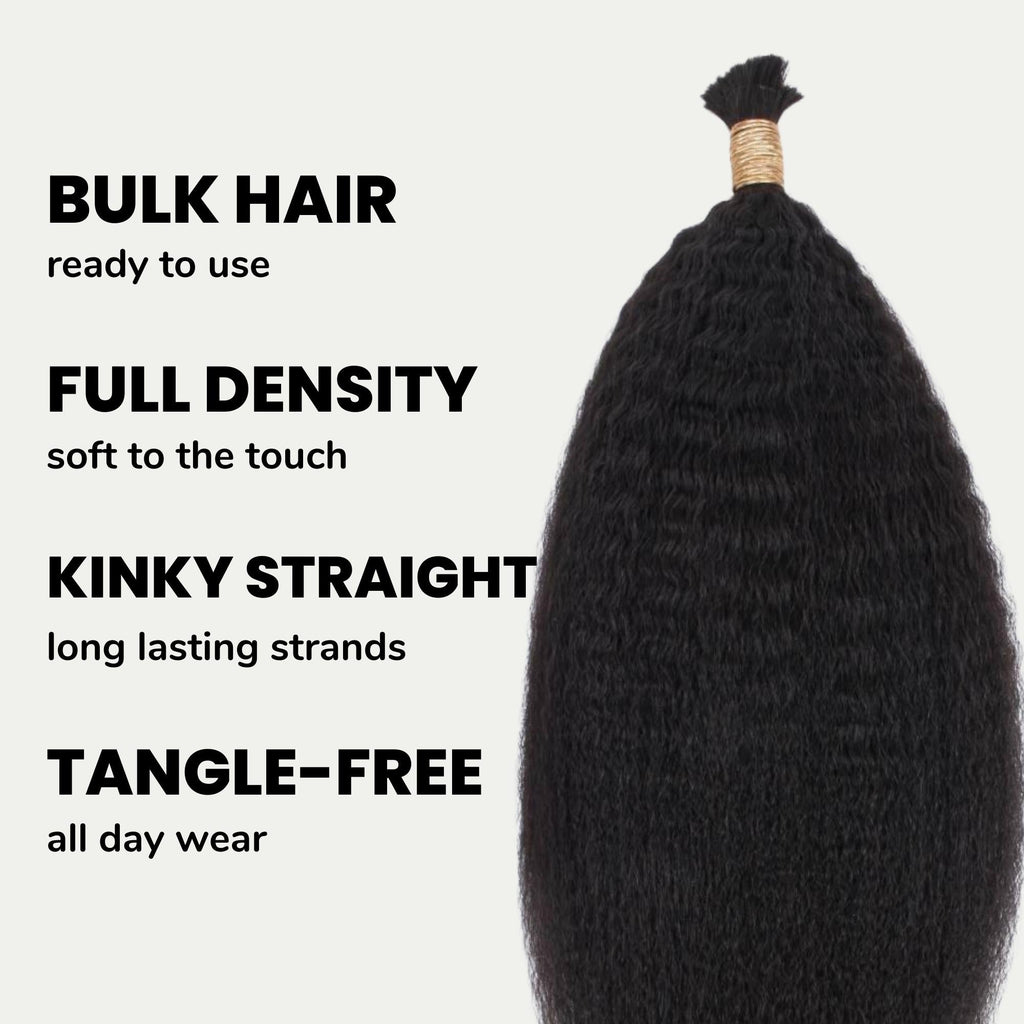 Kinky Straight Bulk 100% Human Braiding Hair by Private Label