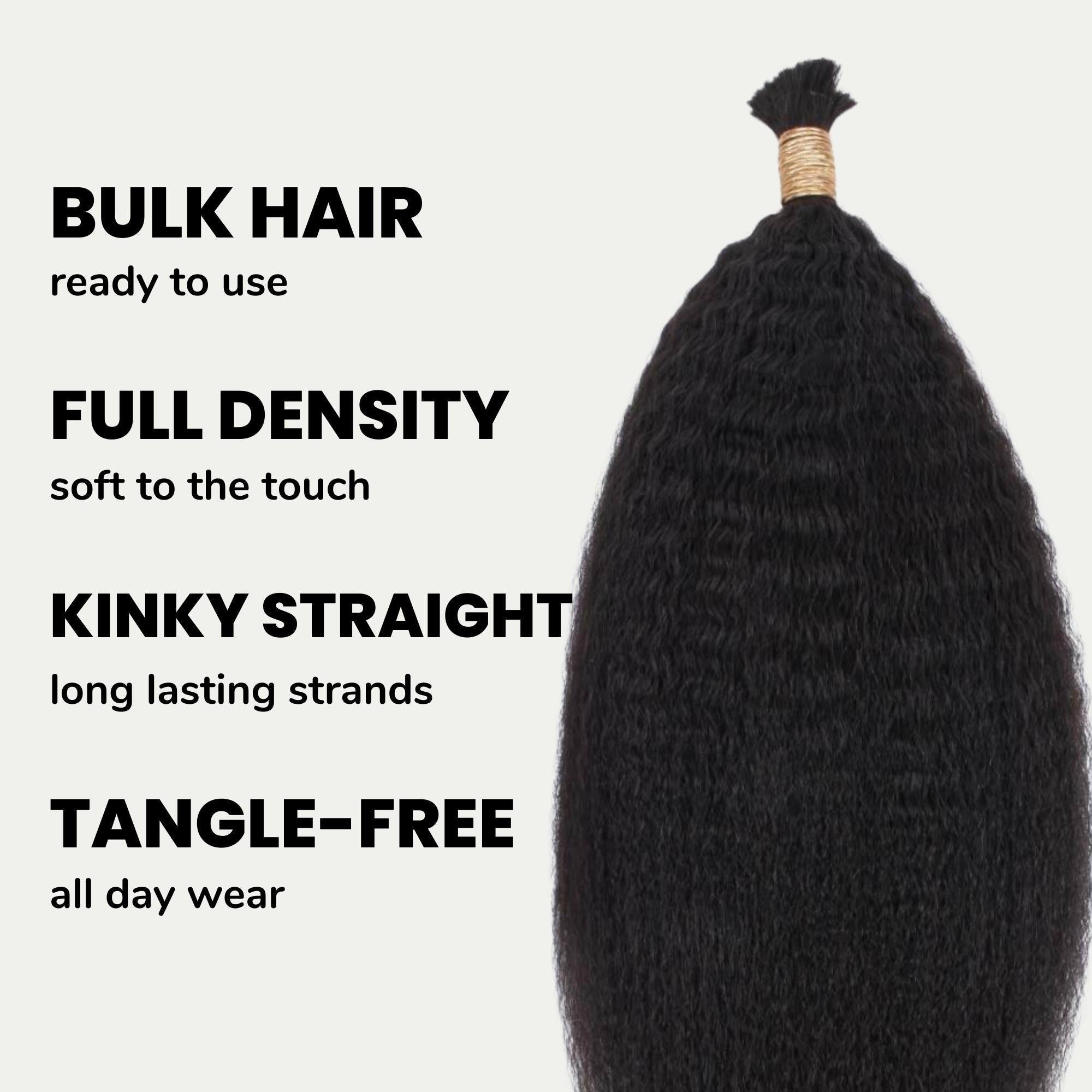 Kinky Straight Bulk 100% Human Braiding Hair by Private Label