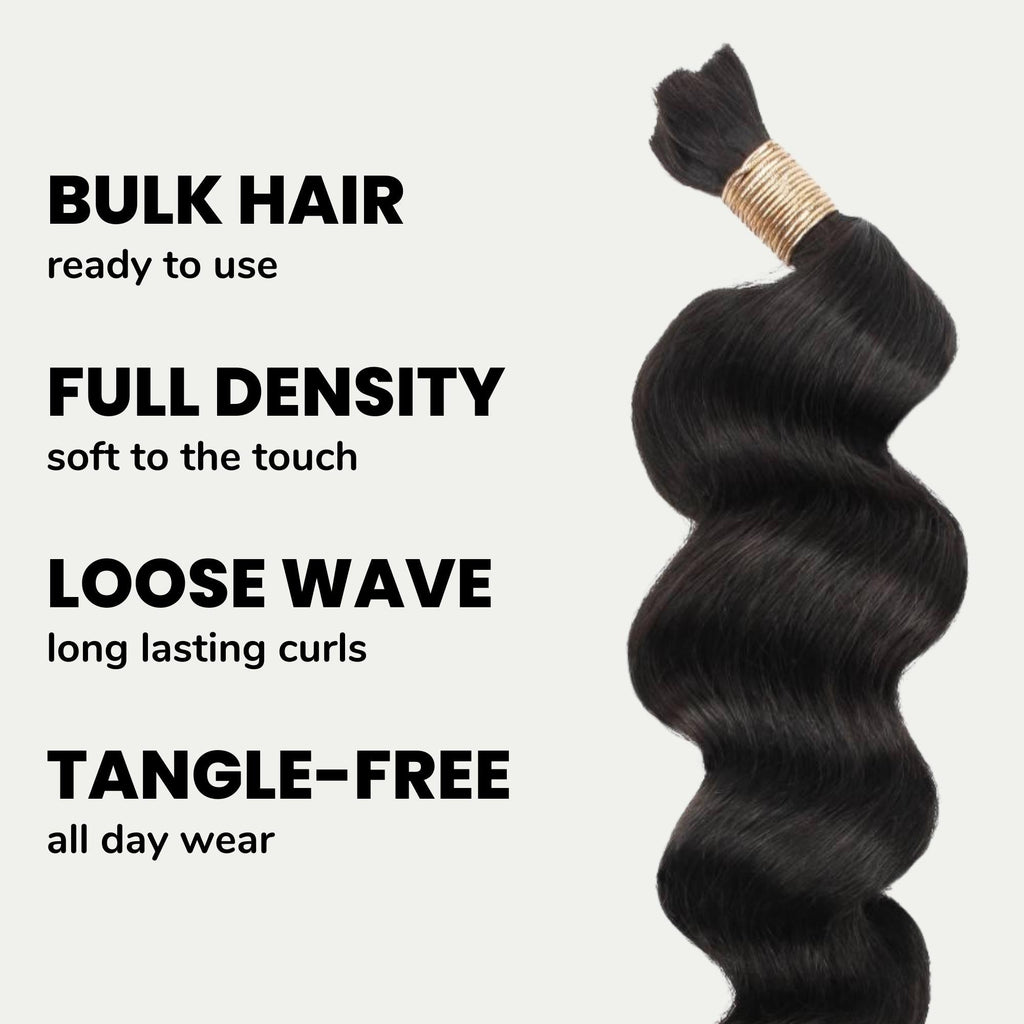 Loose Wave Bulk 100% Human Braiding Hair by Private Label