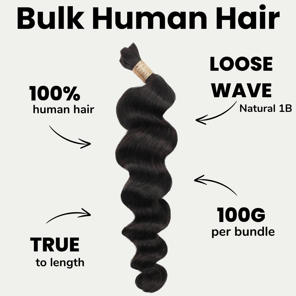 Loose Wave Bulk 100% Human Braiding Hair by Private Label