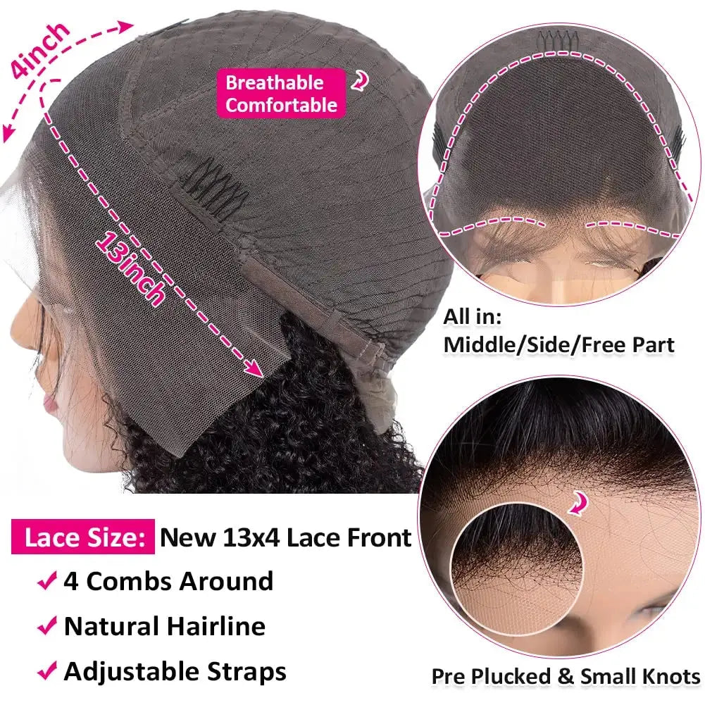 Mongolian | Kinky Curly | Human Hair | Lace Front | Lace Closure Wig by Luxegan