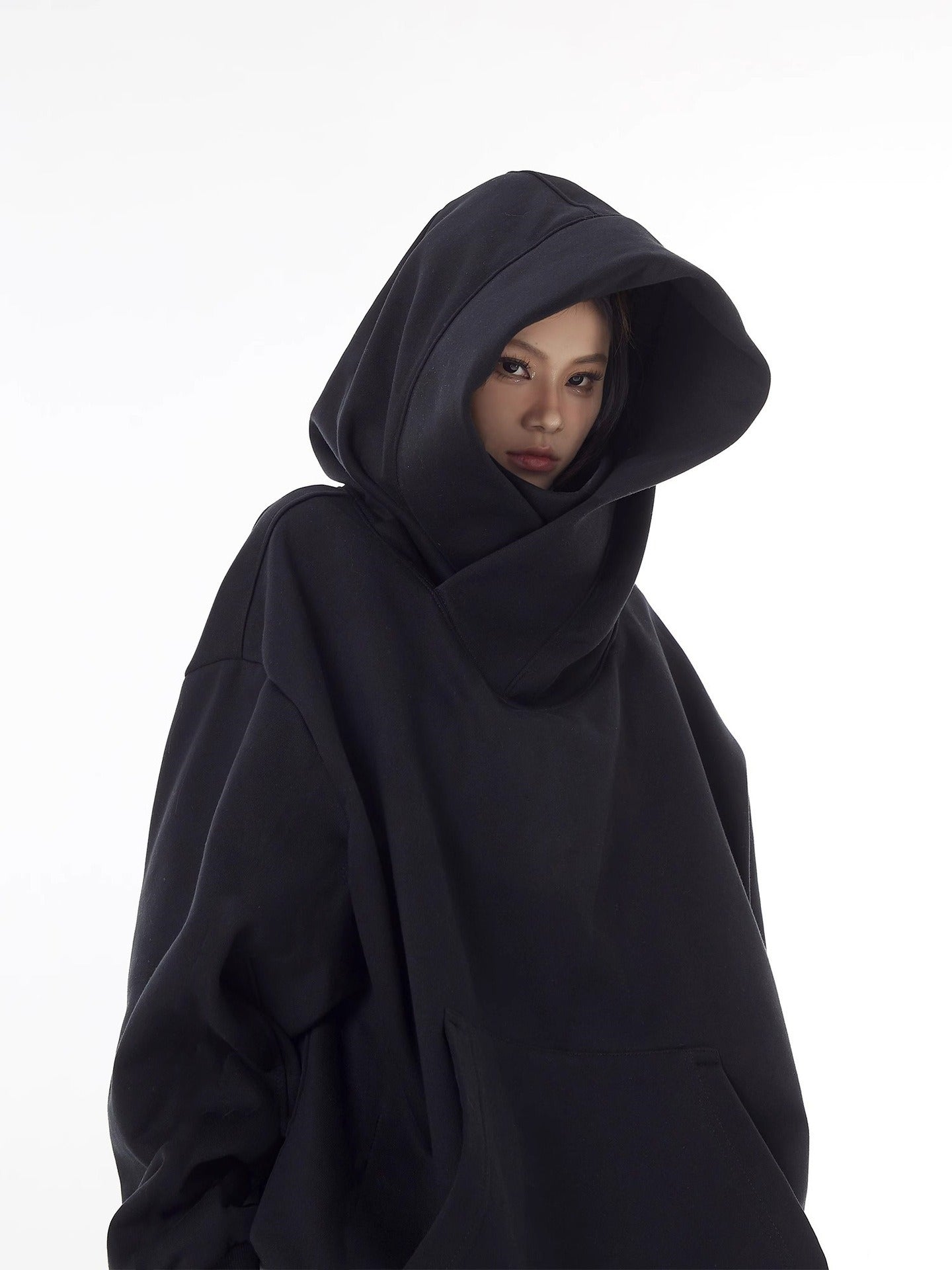 Loose High Collar Fleece Lined Hoodie by Ovriluxe Enterprises llc