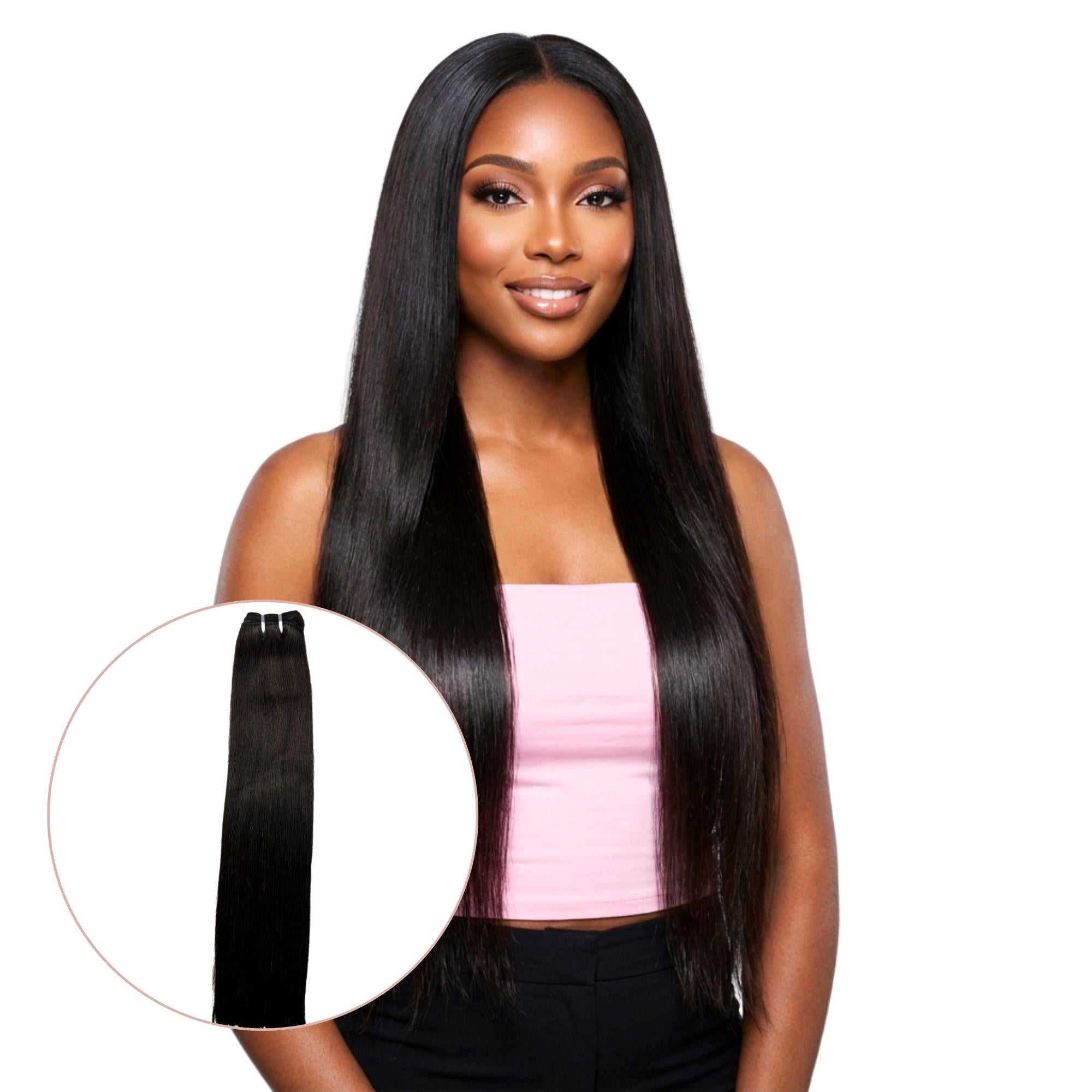Raw Natural Black Straight 100% Human Hair Bundles by Private Label