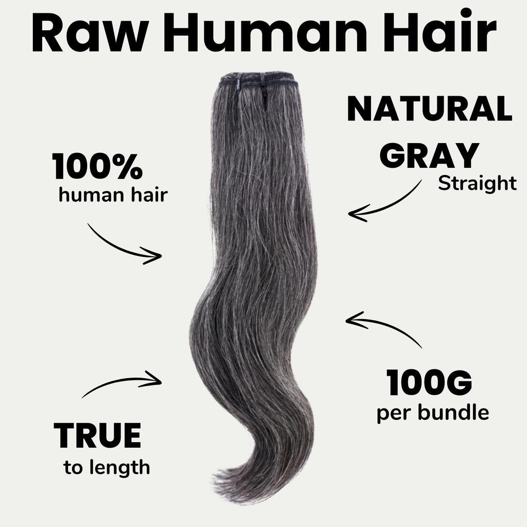 Raw Vietnamese Natural Gray 100% Human Hair Bundles by Private Label
