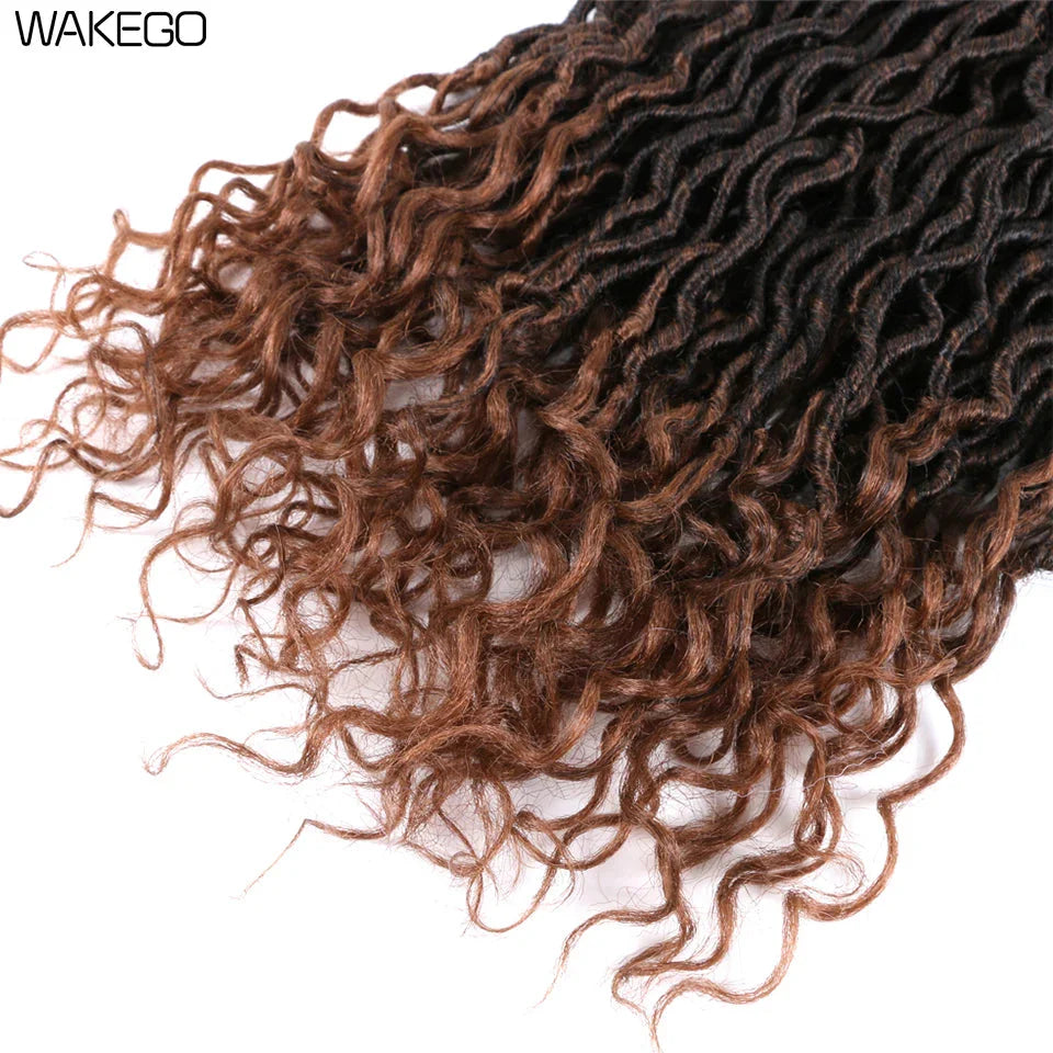 Goddess Faux Locs Crochet Hair | 18" Soft Curly Braids | Ombre Dreadlocks Extensions | 24 Strands/Pack by Luxegan