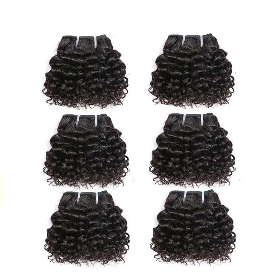 6" Bouncy Curly Indian Remy Hair Bundles | Double Drawn | Natural Black & Brown | Sew-In Extensions by Luxegan