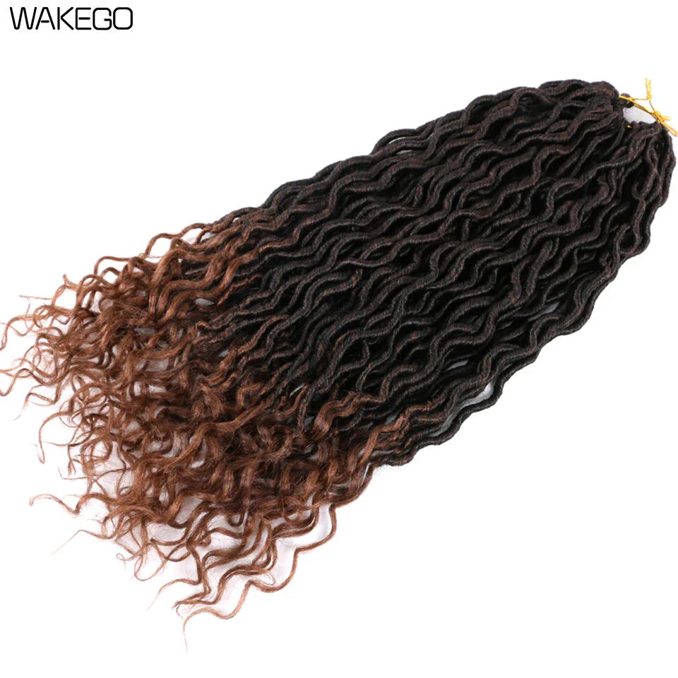 Goddess Faux Locs Crochet Hair | 18" Soft Curly Braids | Ombre Dreadlocks Extensions | 24 Strands/Pack by Luxegan