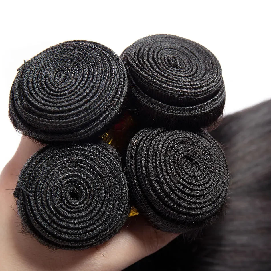 12A Peruvian Straight Bundles | 100% Raw Virgin Human Hair Extensions (Natural Black, 1/3/4 Pcs) by Luxegan