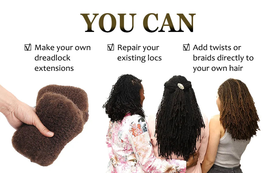 Afro Kinky Bulk Braiding Hair Extensions | 100% Human Hair | Lightweight & Natural Colors | 50g/Pack by Luxegan