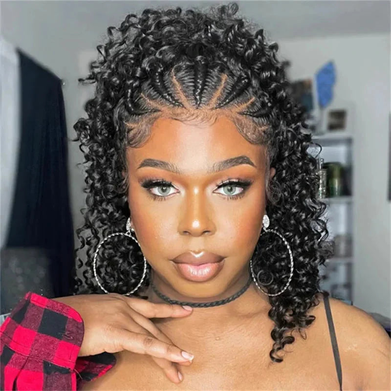 Kinky Curly Braided Bun Wig | 13x4 Lace Front | Human Hair | Remy | 210 Density by Luxegan