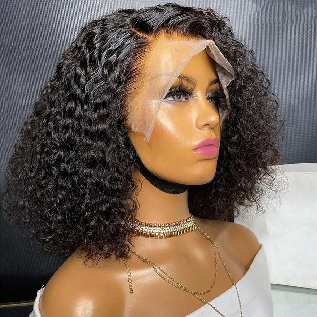 12A Kinky Curly Bob Wig | Glueless 13x4 Lace Frontal Wig | Brazilian Remy Hair by Luxegan