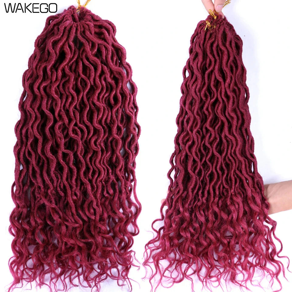 Goddess Faux Locs Crochet Hair | 18" Soft Curly Braids | Ombre Dreadlocks Extensions | 24 Strands/Pack by Luxegan
