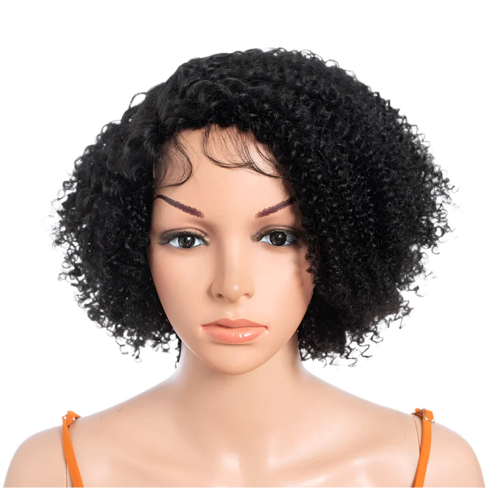 Ombre Honey 4/27 Afro Kinky Curly Bob Wig | Short Human Hair Lace Wig with Baby Hair by Luxegan