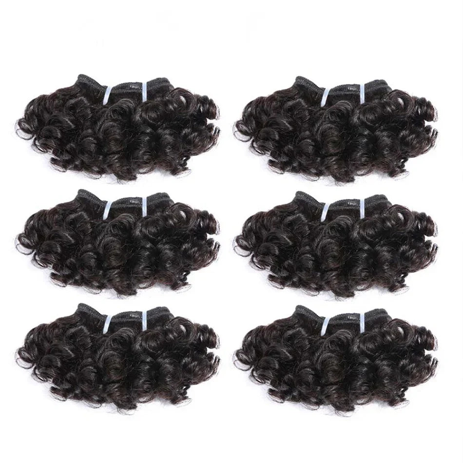 6" Bouncy Curly Indian Remy Hair Bundles | Double Drawn | Natural Black & Brown | Sew-In Extensions by Luxegan
