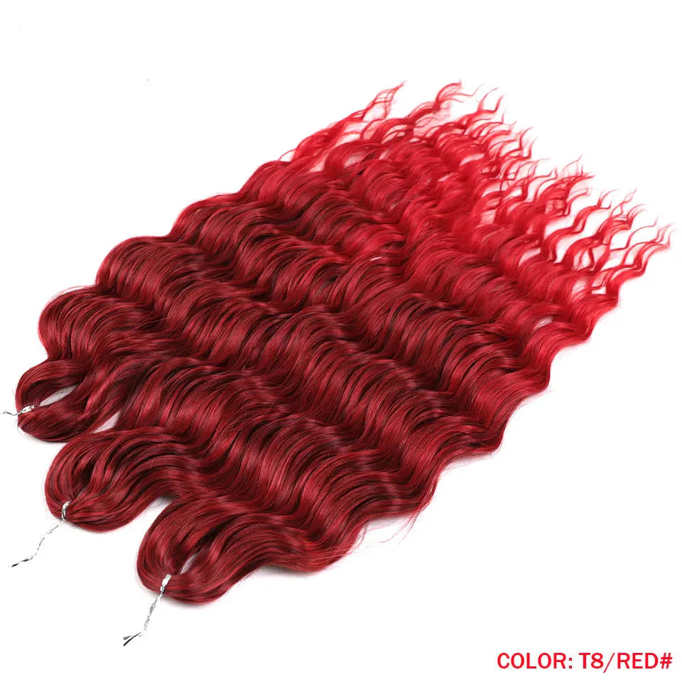 24" Orange Twist Crochet Hair | Synthetic Deep Wave Braiding Hair Extensions | Water Wave Hair | Heat Resistant Fiber | 60 Strands/Pack by Luxegan