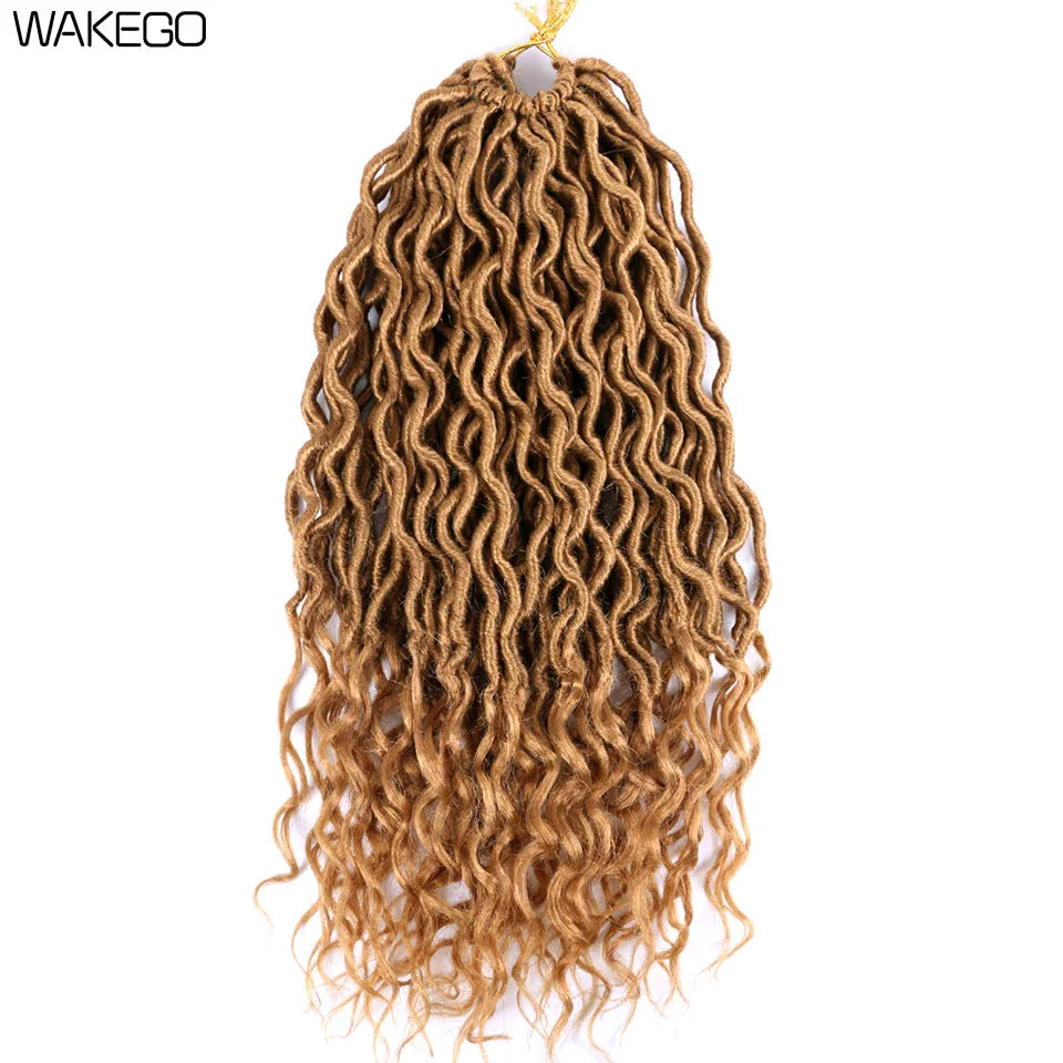 Goddess Faux Locs Crochet Hair | 18" Soft Curly Braids | Ombre Dreadlocks Extensions | 24 Strands/Pack by Luxegan