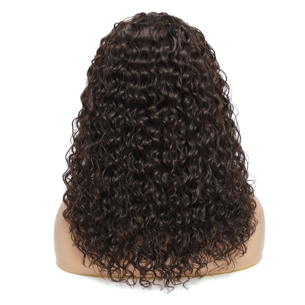 Water Wave Headband Wig | Darker Brown | Synthetic Curly Hair Wig | 20 Inches | Glueless | Full Machine Made Wigs by Luxegan