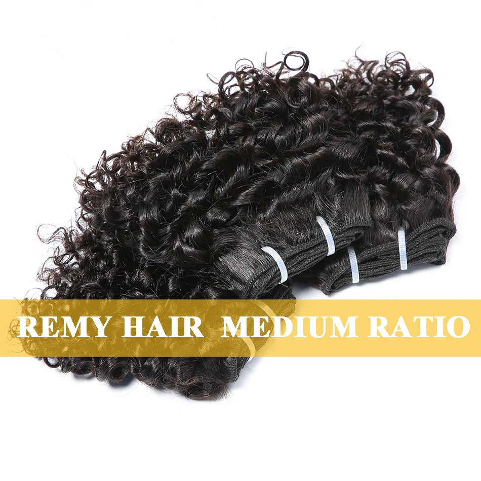 6" Bouncy Curly Indian Remy Hair Bundles | Double Drawn | Natural Black & Brown | Sew-In Extensions by Luxegan