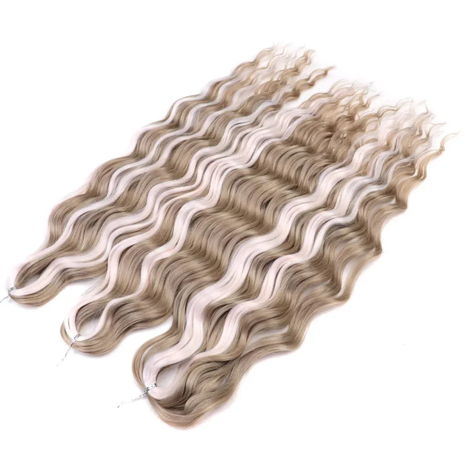 24" Orange Twist Crochet Hair | Synthetic Deep Wave Braiding Hair Extensions | Water Wave Hair | Heat Resistant Fiber | 60 Strands/Pack by Luxegan