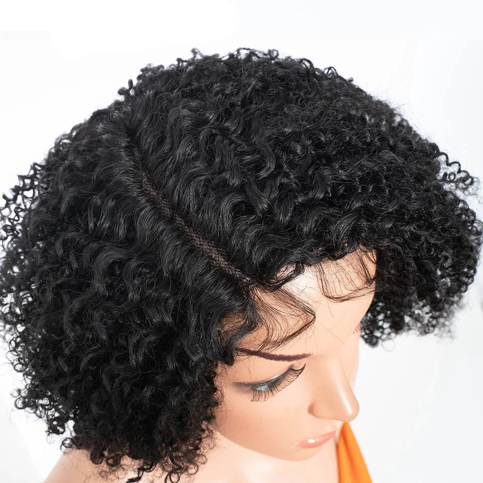 Ombre Honey 4/27 Afro Kinky Curly Bob Wig | Short Human Hair Lace Wig with Baby Hair by Luxegan