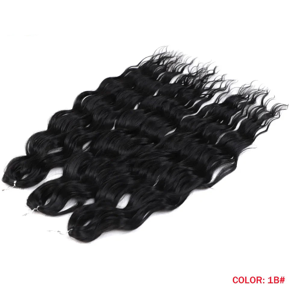 24" Orange Twist Crochet Hair | Synthetic Deep Wave Braiding Hair Extensions | Water Wave Hair | Heat Resistant Fiber | 60 Strands/Pack by Luxegan