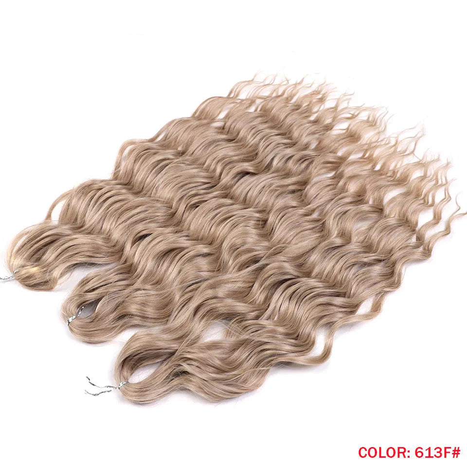 24" Orange Twist Crochet Hair | Synthetic Deep Wave Braiding Hair Extensions | Water Wave Hair | Heat Resistant Fiber | 60 Strands/Pack by Luxegan