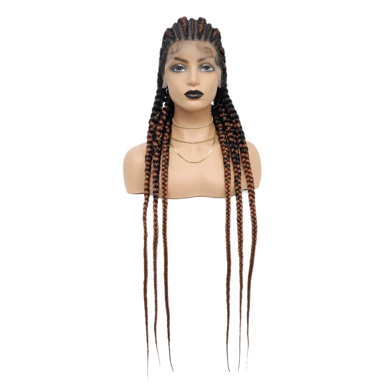 36" Jumbo Knotless Box Braids Wig | Incoo Full Lace Cornrow Wig | Transparent Lace | African Braided Hair by Luxegan