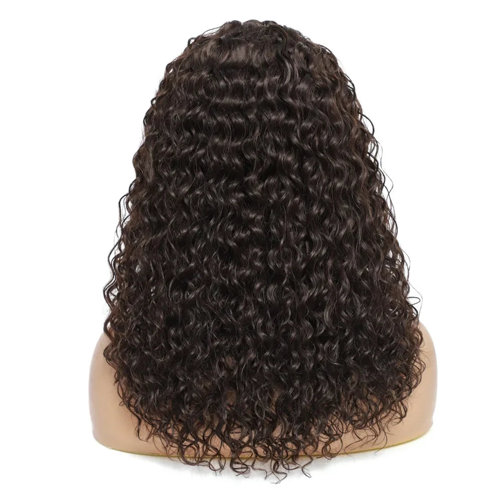 Water Wave Headband Wig | Darker Brown | Synthetic Curly Hair Wig | 20 Inches | Glueless | Full Machine Made Wigs by Luxegan