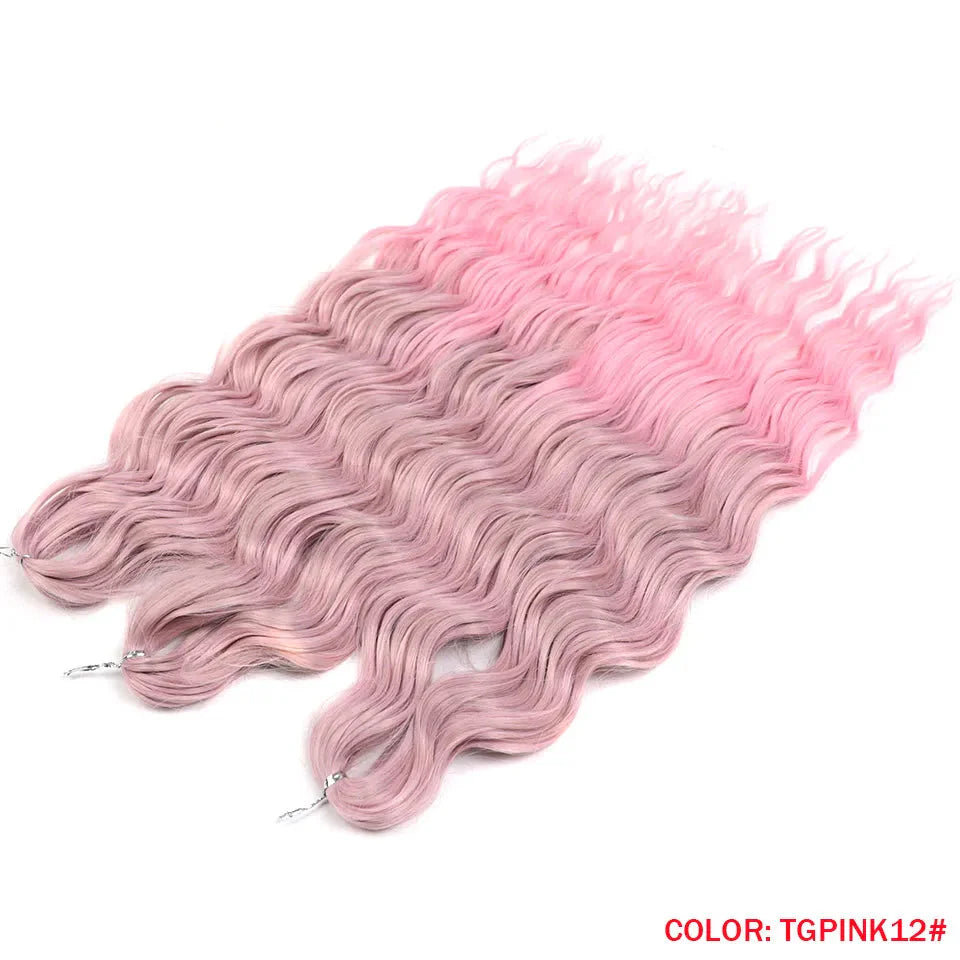 24" Orange Twist Crochet Hair | Synthetic Deep Wave Braiding Hair Extensions | Water Wave Hair | Heat Resistant Fiber | 60 Strands/Pack by Luxegan