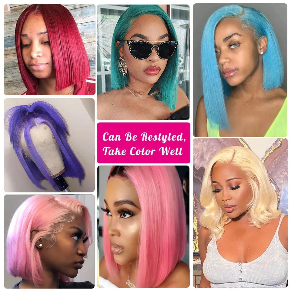 613 Honey Blonde Bob Lace Front Human Hair Wigs 13x4 Remy Brazilian Straight Short Bob 10 14 Inch by Luxegan