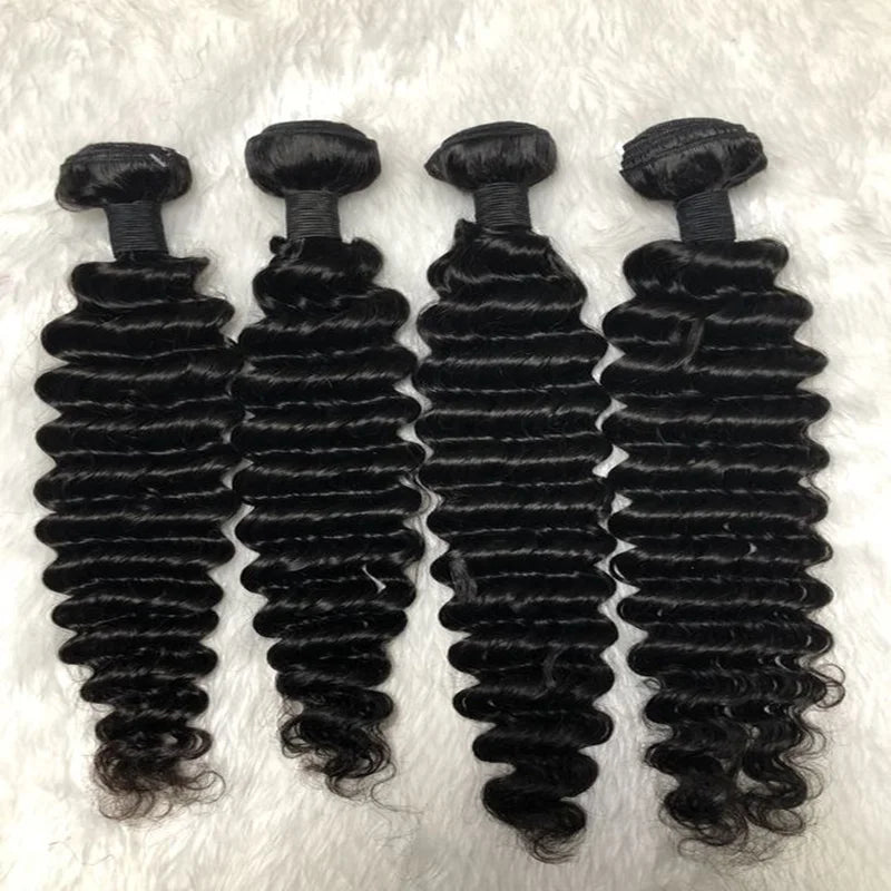 Queenlike 24 26 28 Inch Deep Wave Human Hair Bundles | Brazilian Remy Hair Extensions | Deep Curly Weave by Luxegan