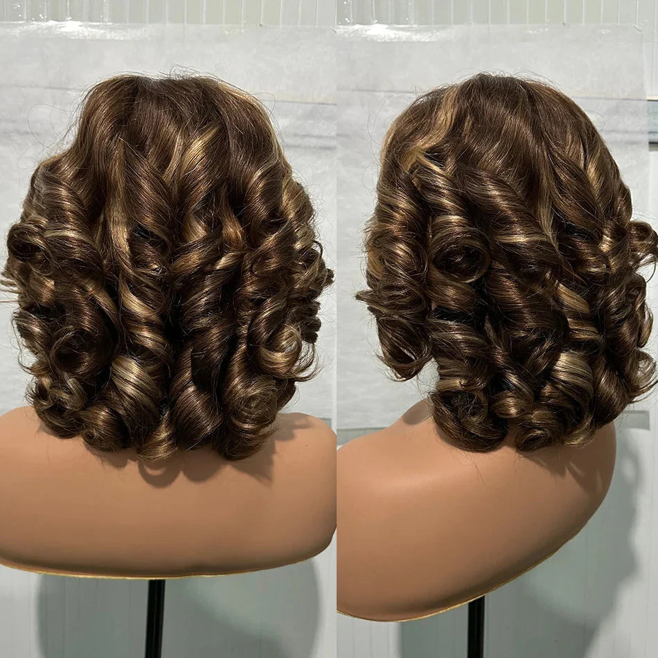 100% Human Hair | Highlight | Vietnamese | Bob | Bouncy | Loose | Curly | HD Lace Closure | Glueless Wigs | Human Hair | Ready To Wear by Luxegan