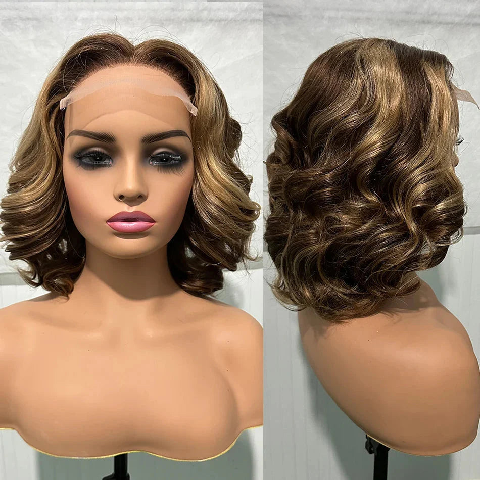 100% Human Hair | Highlight | Vietnamese | Bob | Bouncy | Loose | Curly | HD Lace Closure | Glueless Wigs | Human Hair | Ready To Wear by Luxegan