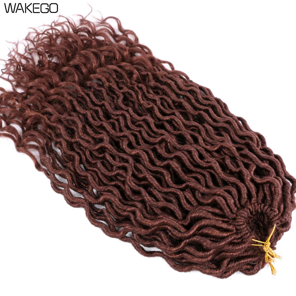 Goddess Faux Locs Crochet Hair | 18" Soft Curly Braids | Ombre Dreadlocks Extensions | 24 Strands/Pack by Luxegan