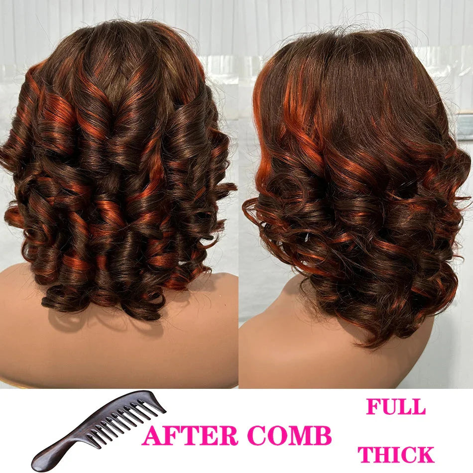 100% Human Hair | Highlight | Vietnamese | Bob | Bouncy | Loose | Curly | HD Lace Closure | Glueless Wigs | Human Hair | Ready To Wear by Luxegan