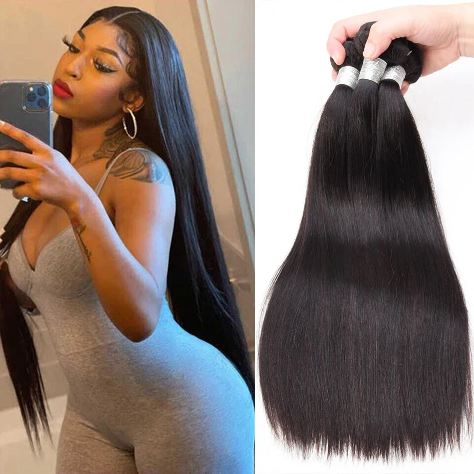 8-32 Inch Bone Straight Brazilian Remy Human Hair Weave Bundles | Natural Color 12A | 1, 3, or 4 Bundles by Luxegan