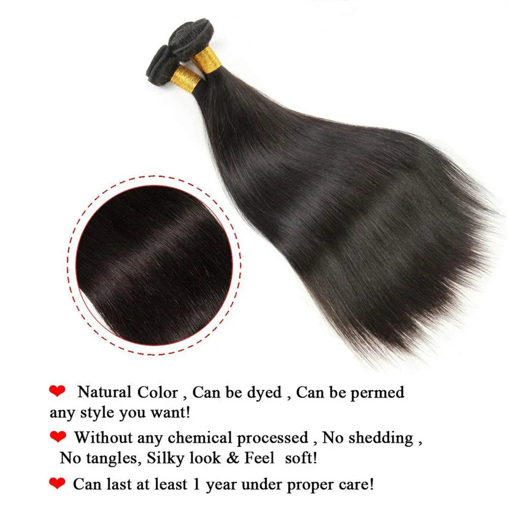 8-32 Inch Bone Straight Brazilian Remy Human Hair Weave Bundles | Natural Color 12A | 1, 3, or 4 Bundles by Luxegan