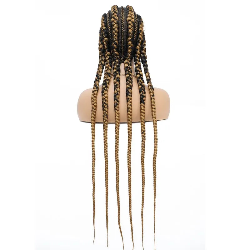 36" Jumbo Knotless Box Braids Wig | Incoo Full Lace Cornrow Wig | Transparent Lace | African Braided Hair by Luxegan