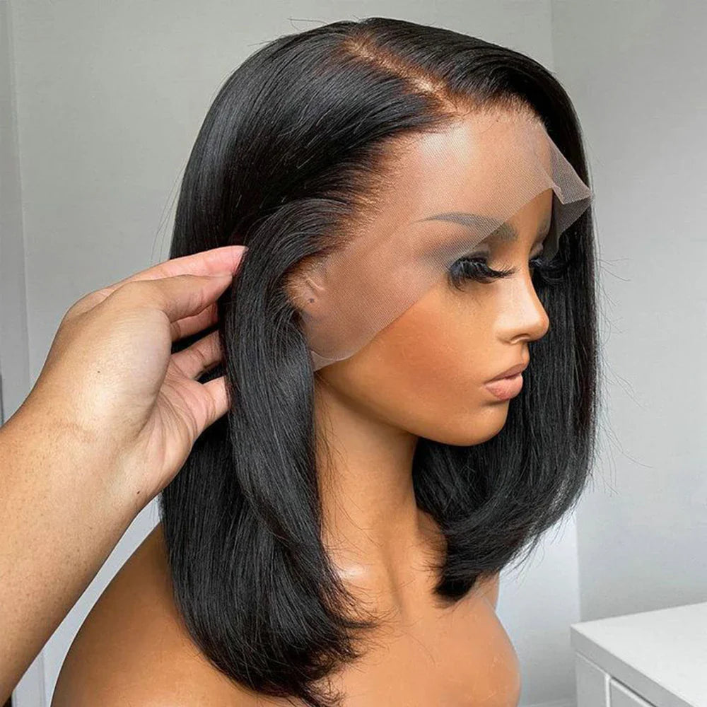 180% Density 13x4 Bone Straight Bob Wig | Brazilian Remy Hair | Transparent Lace Frontal Wig by Luxegan