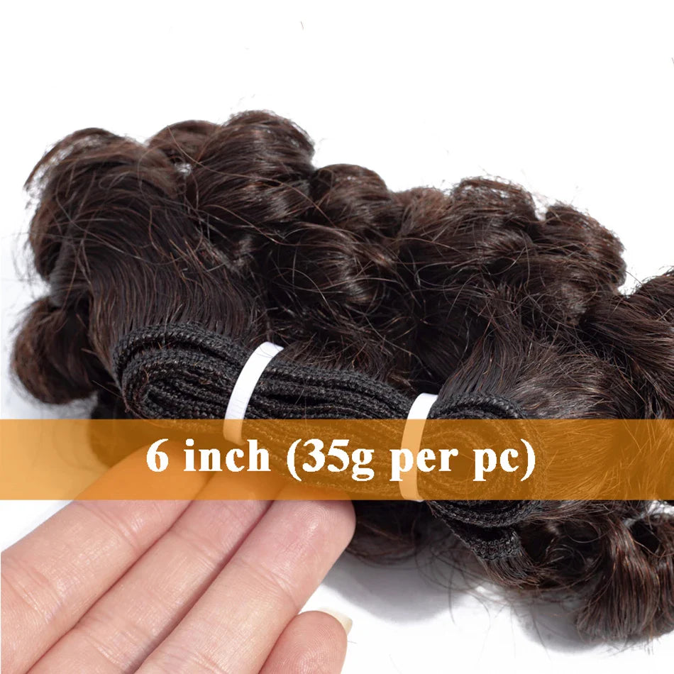 6" Bouncy Curly Indian Remy Hair Bundles | Double Drawn | Natural Black & Brown | Sew-In Extensions by Luxegan