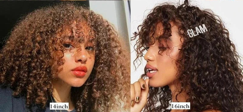 Rebecca Highlight Kinky Jerry Curly Wig | 200% Density Human Hair with Bangs by Luxegan