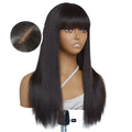 Bone Straight Human Hair Wig with Bangs | 3x1 Middle Part Lace Wig (Remy, Clearance Sale) by Luxegan