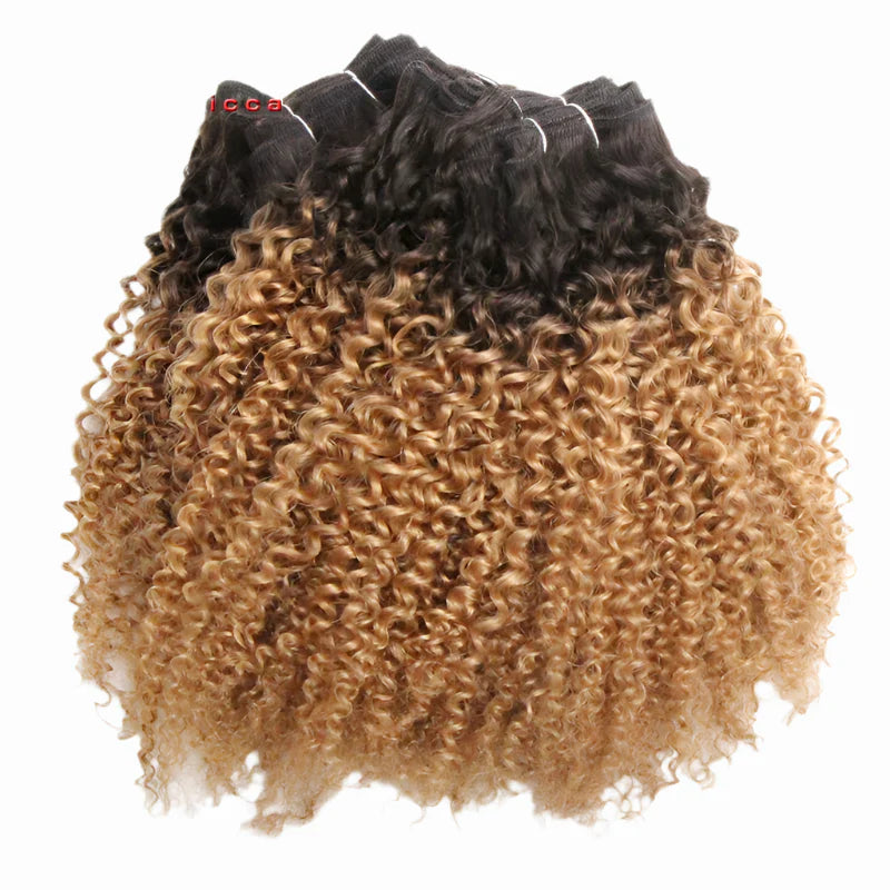 Peruvian Curly Bundles Human Hair - Jerry Curl Weaving, Double Drawn Remy Hair Extensions, Colored Bundles by Luxegan