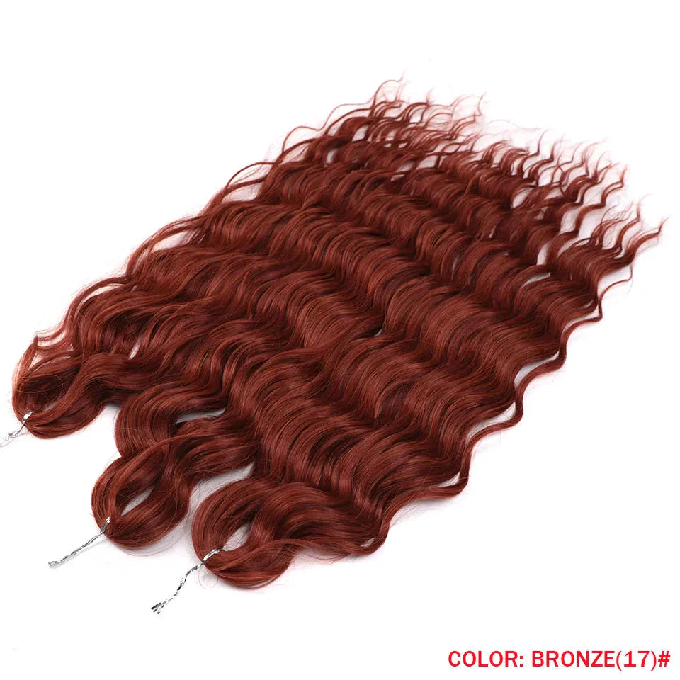 24" Orange Twist Crochet Hair | Synthetic Deep Wave Braiding Hair Extensions | Water Wave Hair | Heat Resistant Fiber | 60 Strands/Pack by Luxegan