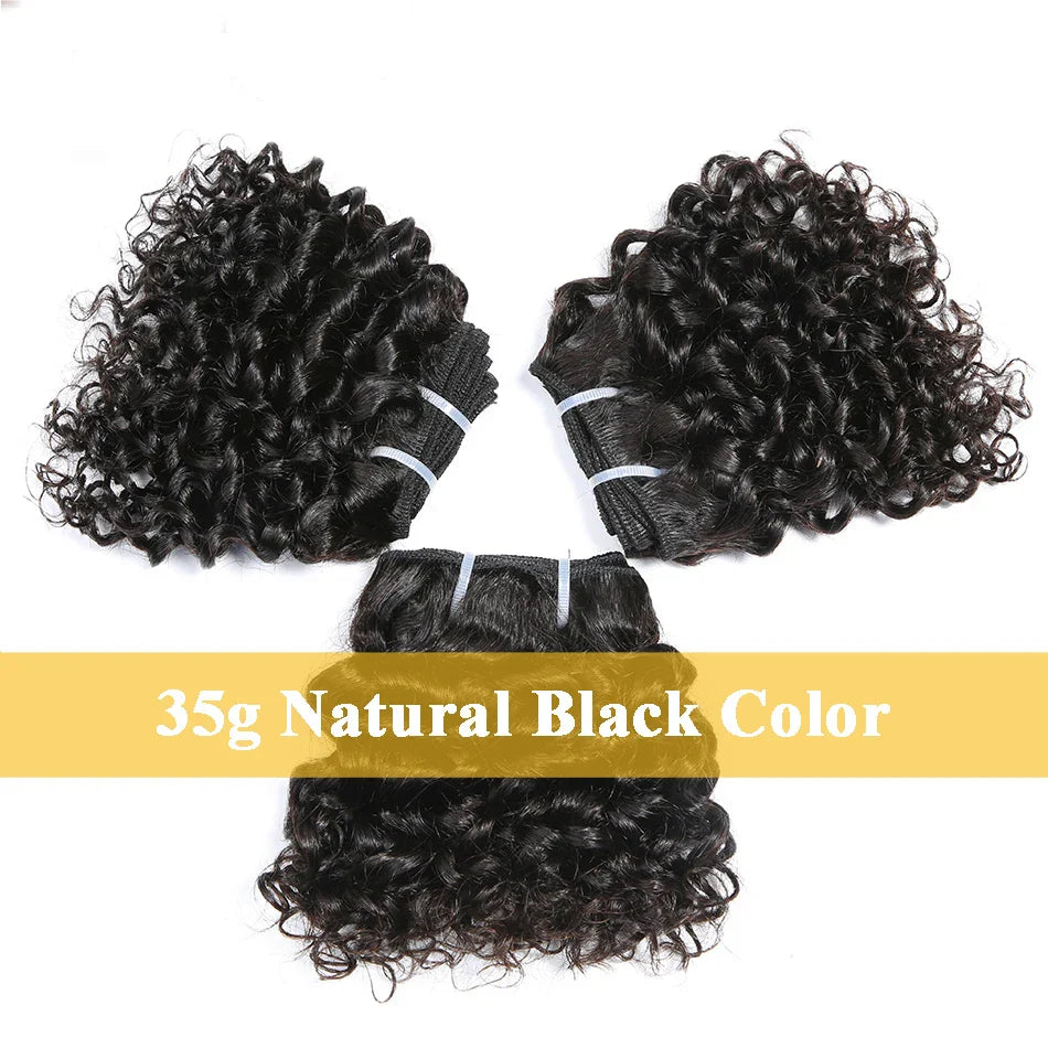 6" Bouncy Curly Indian Remy Hair Bundles | Double Drawn | Natural Black & Brown | Sew-In Extensions by Luxegan