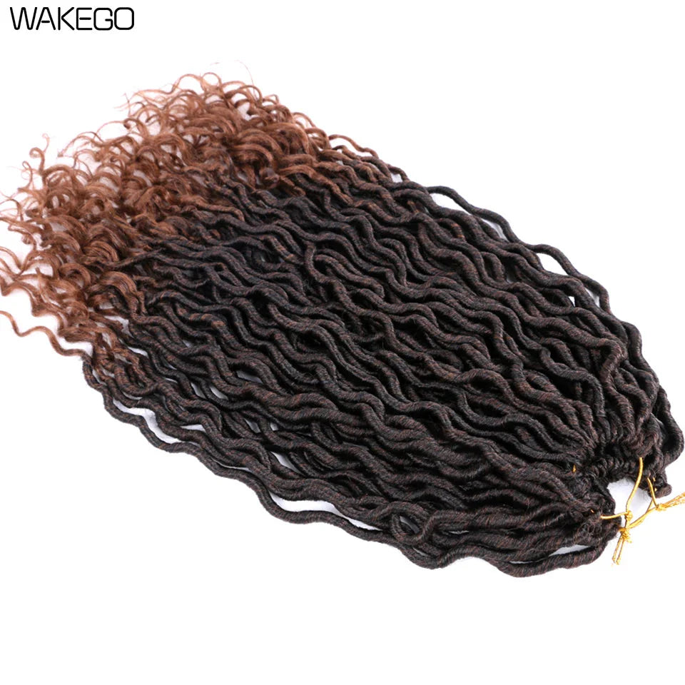 Goddess Faux Locs Crochet Hair | 18" Soft Curly Braids | Ombre Dreadlocks Extensions | 24 Strands/Pack by Luxegan