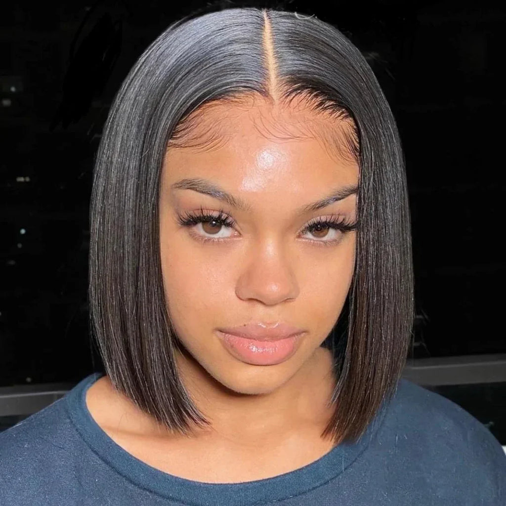 180% Density 13x4 Bone Straight Bob Wig | Brazilian Remy Hair | Transparent Lace Frontal Wig by Luxegan