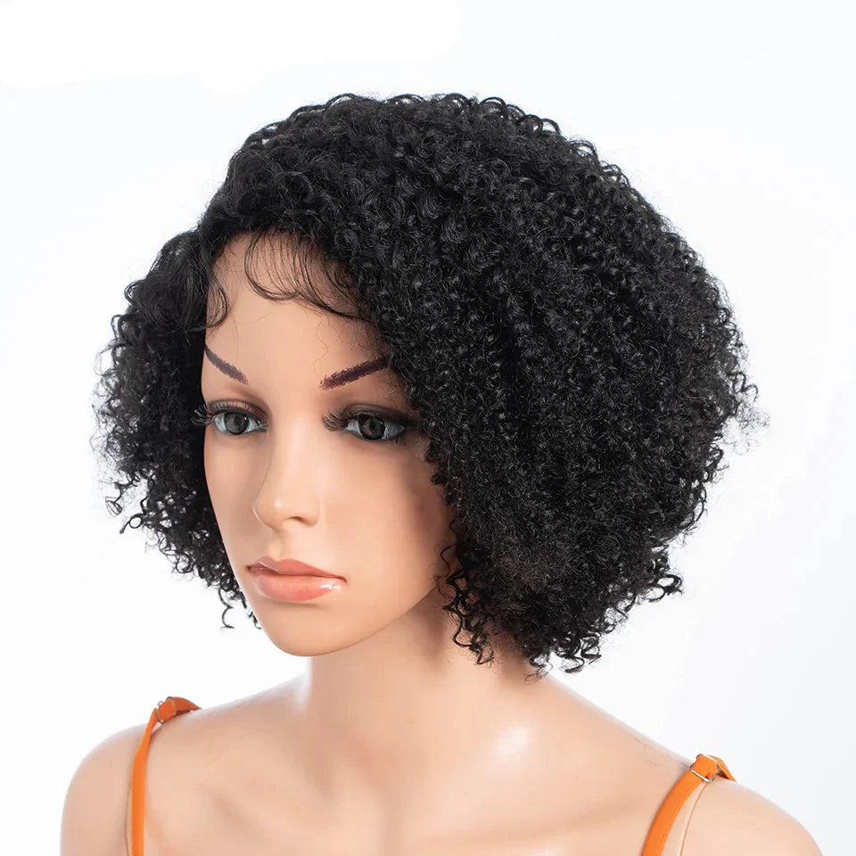 Ombre Honey 4/27 Afro Kinky Curly Bob Wig | Short Human Hair Lace Wig with Baby Hair by Luxegan